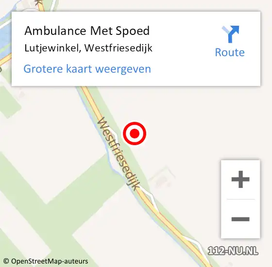 Locatie op kaart van de 112 melding: Ambulance Met Spoed Naar Lutjewinkel, Westfriesedijk op 24 oktober 2013 10:51