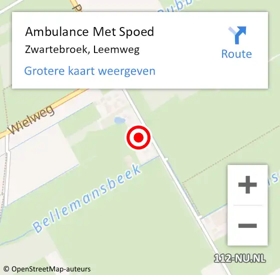 Locatie op kaart van de 112 melding: Ambulance Met Spoed Naar Zwartebroek, Leemweg op 14 december 2014 15:03