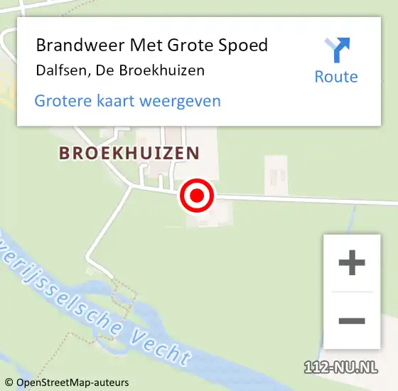 Locatie op kaart van de 112 melding: Brandweer Met Grote Spoed Naar Dalfsen, De Broekhuizen op 14 december 2014 15:19