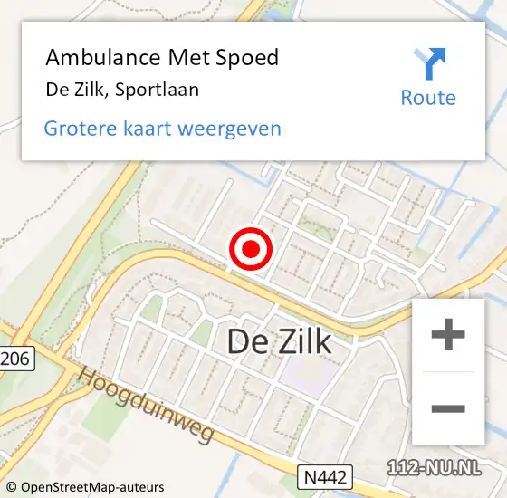 Locatie op kaart van de 112 melding: Ambulance Met Spoed Naar De Zilk, Sportlaan op 14 december 2014 15:33