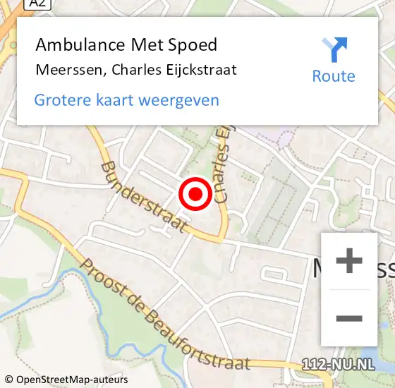 Locatie op kaart van de 112 melding: Ambulance Met Spoed Naar Meerssen, Charles Eijckstraat op 14 december 2014 15:40