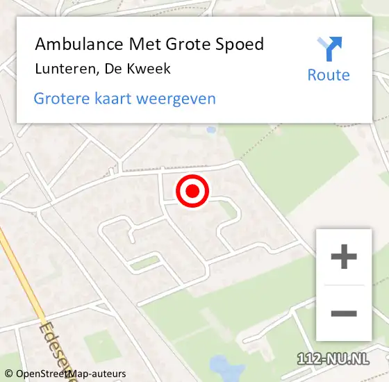 Locatie op kaart van de 112 melding: Ambulance Met Grote Spoed Naar Lunteren, De Kweek op 14 december 2014 15:50