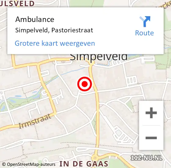 Locatie op kaart van de 112 melding: Ambulance Simpelveld, Pastoriestraat op 14 december 2014 16:15