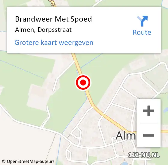 Locatie op kaart van de 112 melding: Brandweer Met Spoed Naar Almen, Dorpsstraat op 10 september 2013 15:14