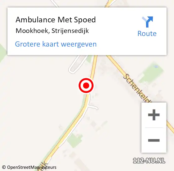 Locatie op kaart van de 112 melding: Ambulance Met Spoed Naar Mookhoek, Strijensedijk op 14 december 2014 17:22