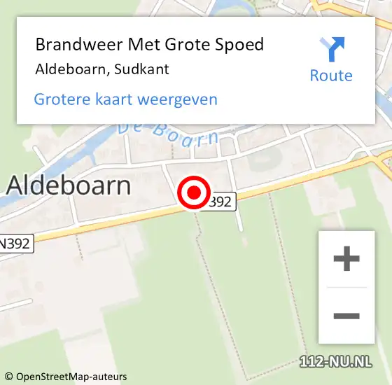 Locatie op kaart van de 112 melding: Brandweer Met Grote Spoed Naar Aldeboarn, Sudkant op 14 december 2014 17:26