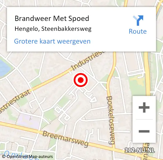 Locatie op kaart van de 112 melding: Brandweer Met Spoed Naar Hengelo, Steenbakkersweg op 14 december 2014 17:57