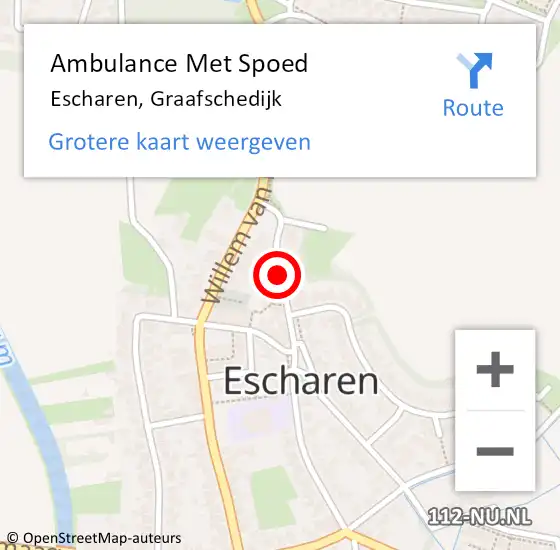 Locatie op kaart van de 112 melding: Ambulance Met Spoed Naar Escharen, Graafschedijk op 14 december 2014 18:51