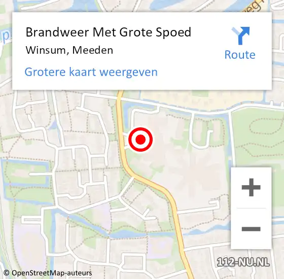 Locatie op kaart van de 112 melding: Brandweer Met Grote Spoed Naar Winsum, Meeden op 14 december 2014 19:23