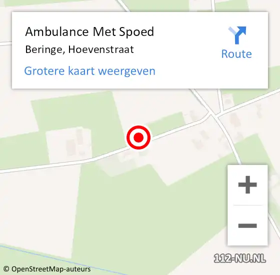 Locatie op kaart van de 112 melding: Ambulance Met Spoed Naar Beringe, Hoevenstraat op 14 december 2014 19:52