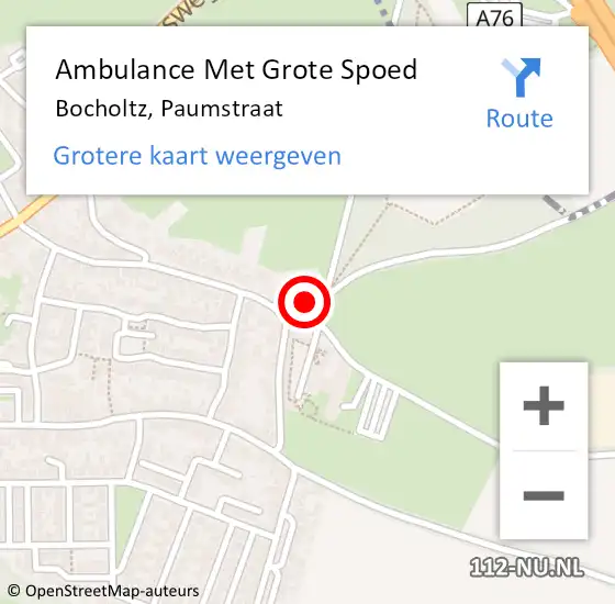 Locatie op kaart van de 112 melding: Ambulance Met Grote Spoed Naar Bocholtz, Paumstraat op 14 december 2014 19:58