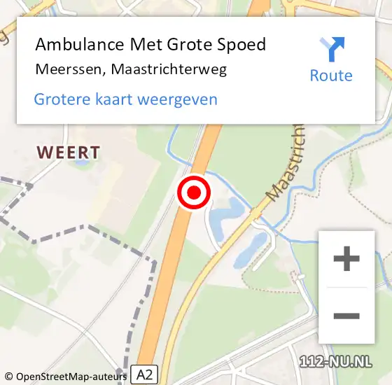 Locatie op kaart van de 112 melding: Ambulance Met Grote Spoed Naar Meerssen, Maastrichterweg op 14 december 2014 20:04