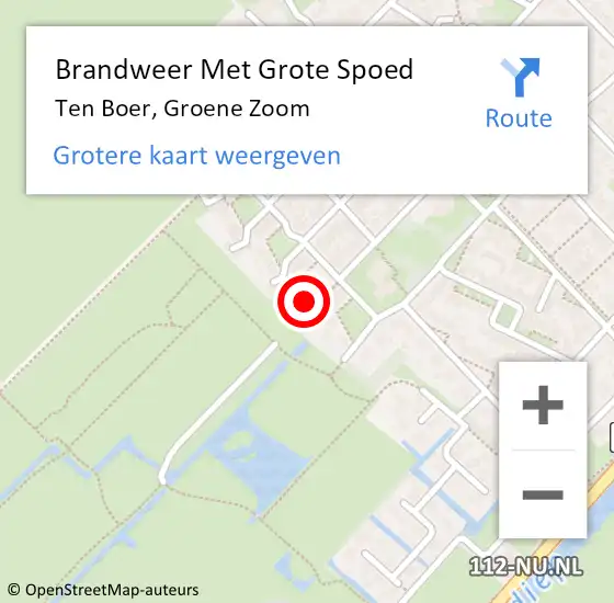 Locatie op kaart van de 112 melding: Brandweer Met Grote Spoed Naar Ten Boer, Groene Zoom op 14 december 2014 20:14