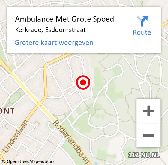 Locatie op kaart van de 112 melding: Ambulance Met Grote Spoed Naar Kerkrade, Esdoornstraat op 14 december 2014 21:03