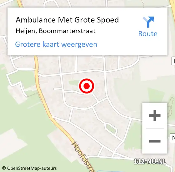 Locatie op kaart van de 112 melding: Ambulance Met Grote Spoed Naar Heijen, Boommarterstraat op 14 december 2014 21:22