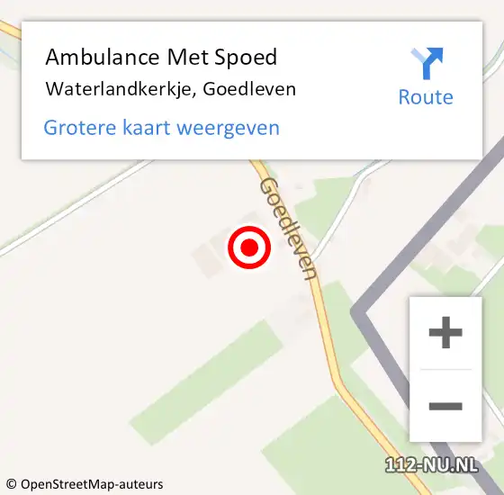 Locatie op kaart van de 112 melding: Ambulance Met Spoed Naar Waterlandkerkje, Goedleven op 14 december 2014 22:01