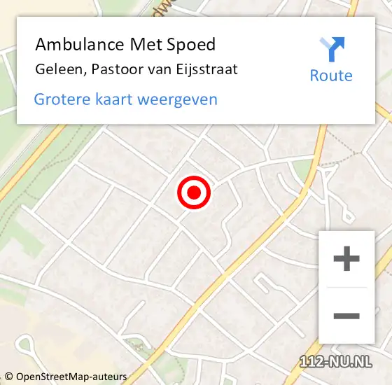 Locatie op kaart van de 112 melding: Ambulance Met Spoed Naar Geleen, Pastoor van Eijsstraat op 14 december 2014 22:28