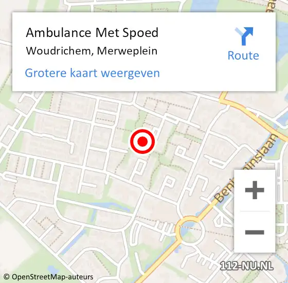 Locatie op kaart van de 112 melding: Ambulance Met Spoed Naar Woudrichem, Merweplein op 14 december 2014 22:29