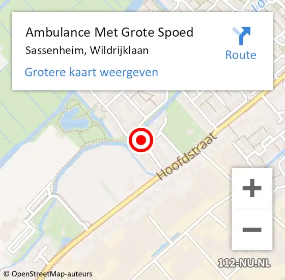 Locatie op kaart van de 112 melding: Ambulance Met Grote Spoed Naar Sassenheim, Wildrijklaan op 14 december 2014 23:25