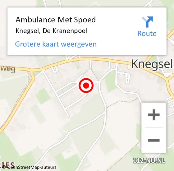 Locatie op kaart van de 112 melding: Ambulance Met Spoed Naar Knegsel, De Kranenpoel op 15 december 2014 01:46