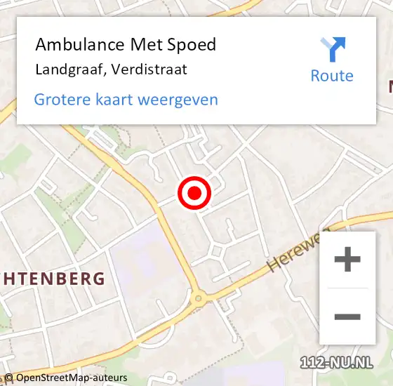 Locatie op kaart van de 112 melding: Ambulance Met Spoed Naar Landgraaf, Verdistraat op 15 december 2014 01:58