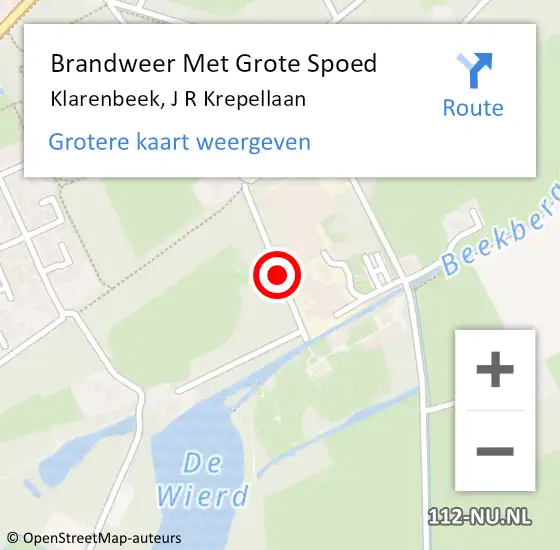 Locatie op kaart van de 112 melding: Brandweer Met Grote Spoed Naar Klarenbeek, J R Krepellaan op 24 oktober 2013 11:31