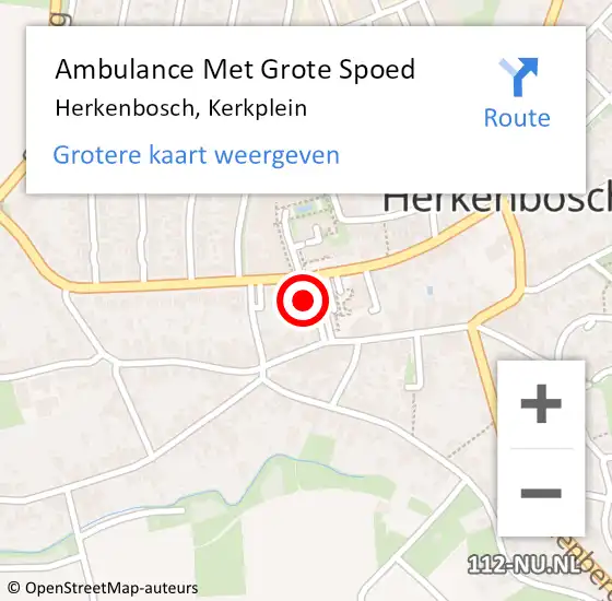 Locatie op kaart van de 112 melding: Ambulance Met Grote Spoed Naar Herkenbosch, Kerkplein op 15 december 2014 04:35