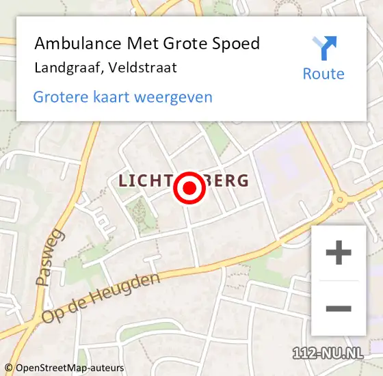 Locatie op kaart van de 112 melding: Ambulance Met Grote Spoed Naar Landgraaf, Veldstraat op 15 december 2014 05:17