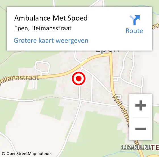 Locatie op kaart van de 112 melding: Ambulance Met Spoed Naar Epen, Heimansstraat op 15 december 2014 06:37