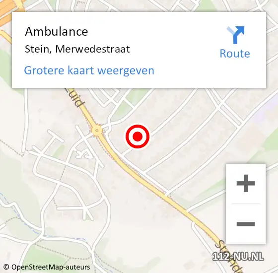 Locatie op kaart van de 112 melding: Ambulance Stein, Merwedestraat op 15 december 2014 07:03