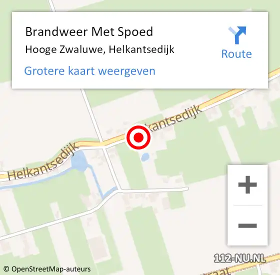 Locatie op kaart van de 112 melding: Brandweer Met Spoed Naar Hooge Zwaluwe, Helkantsedijk op 15 december 2014 08:33