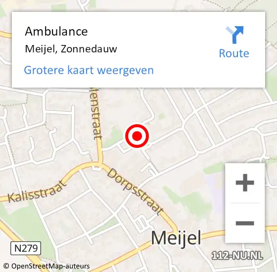 Locatie op kaart van de 112 melding: Ambulance Meijel, Zonnedauw op 15 december 2014 08:41