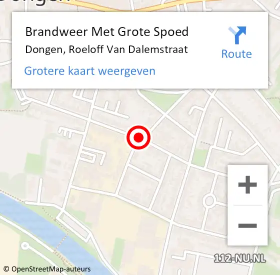 Locatie op kaart van de 112 melding: Brandweer Met Grote Spoed Naar Dongen, Van Dalemstraat op 15 december 2014 09:49