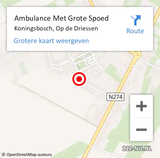 Locatie op kaart van de 112 melding: Ambulance Met Grote Spoed Naar Koningsbosch, Op de Driessen op 15 december 2014 09:56