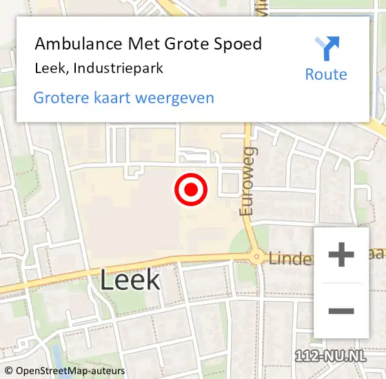 Locatie op kaart van de 112 melding: Ambulance Met Grote Spoed Naar Leek, Industriepark op 10 september 2013 15:23