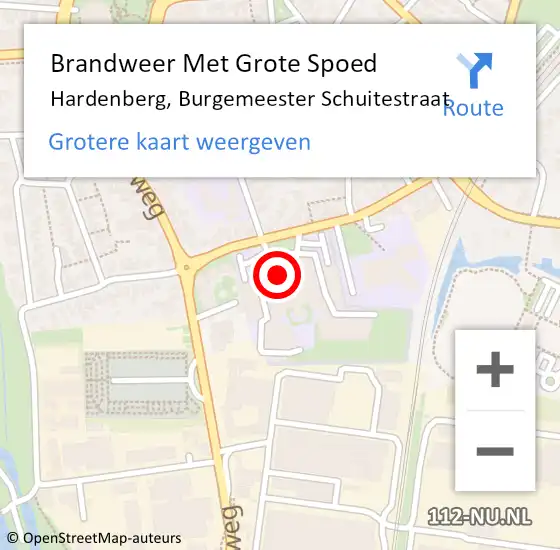 Locatie op kaart van de 112 melding: Brandweer Met Grote Spoed Naar Hardenberg, Burgemeester Schuitestraat op 15 december 2014 10:22