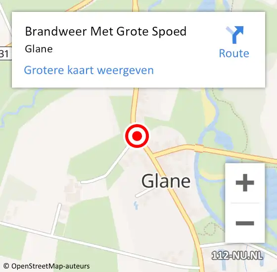 Locatie op kaart van de 112 melding: Brandweer Met Grote Spoed Naar Glane op 15 december 2014 10:33