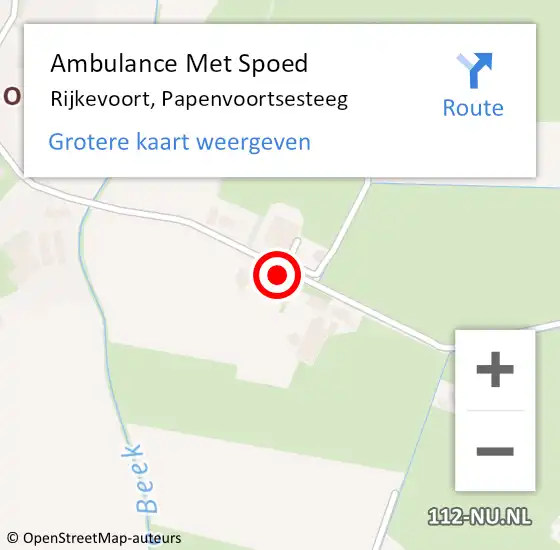 Locatie op kaart van de 112 melding: Ambulance Met Spoed Naar Rijkevoort, Papenvoortsesteeg op 15 december 2014 11:14