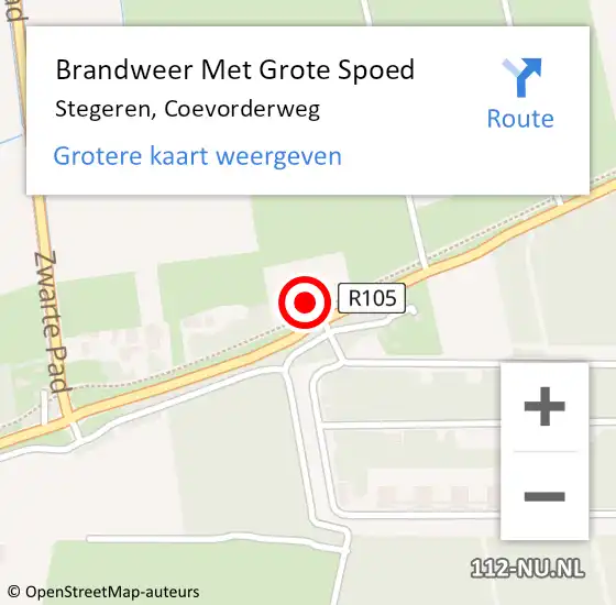 Locatie op kaart van de 112 melding: Brandweer Met Grote Spoed Naar Stegeren, Coevorderweg op 15 december 2014 11:44