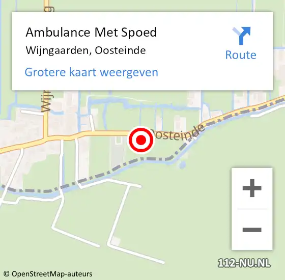 Locatie op kaart van de 112 melding: Ambulance Met Spoed Naar Wijngaarden, Oosteinde op 15 december 2014 12:10