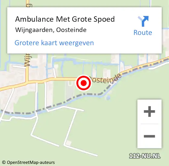 Locatie op kaart van de 112 melding: Ambulance Met Grote Spoed Naar Wijngaarden, Oosteinde op 15 december 2014 12:12