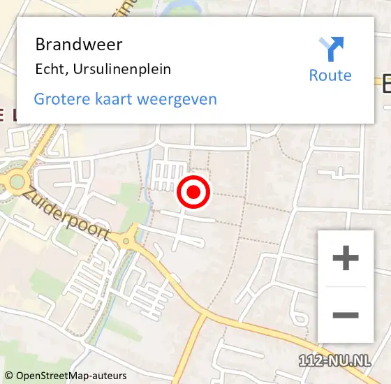 Locatie op kaart van de 112 melding: Brandweer Echt, Ursulinenplein op 15 december 2014 12:23