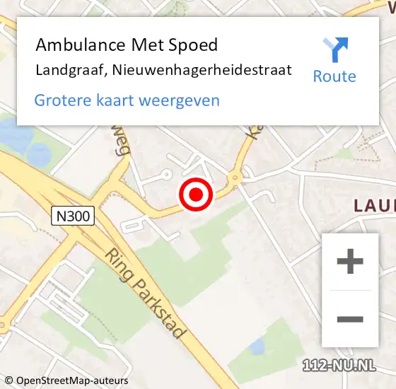 Locatie op kaart van de 112 melding: Ambulance Met Spoed Naar Landgraaf, Nieuwenhagerheidestraat op 15 december 2014 12:33