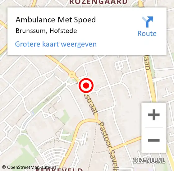 Locatie op kaart van de 112 melding: Ambulance Met Spoed Naar Brunssum, Hofstede op 15 december 2014 13:15