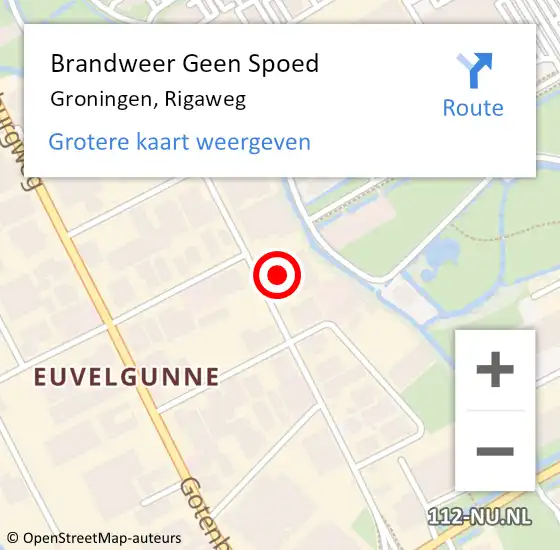 Locatie op kaart van de 112 melding: Brandweer Geen Spoed Naar Groningen, Rigaweg op 15 december 2014 13:34