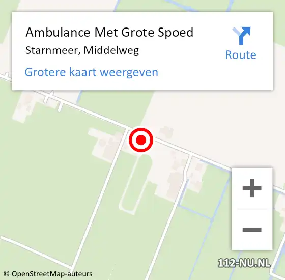 Locatie op kaart van de 112 melding: Ambulance Met Grote Spoed Naar Starnmeer, Middelweg op 15 december 2014 13:49