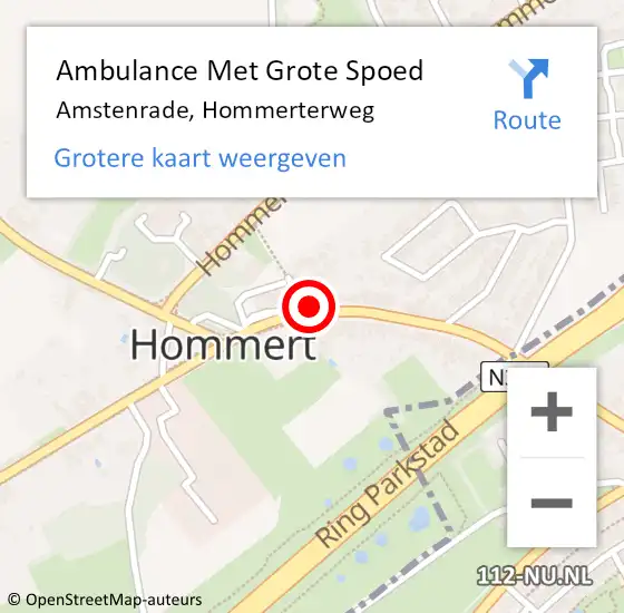 Locatie op kaart van de 112 melding: Ambulance Met Grote Spoed Naar Amstenrade, Hommerterweg op 15 december 2014 14:07