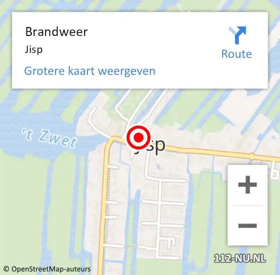 Locatie op kaart van de 112 melding: Brandweer Jisp op 15 december 2014 14:09