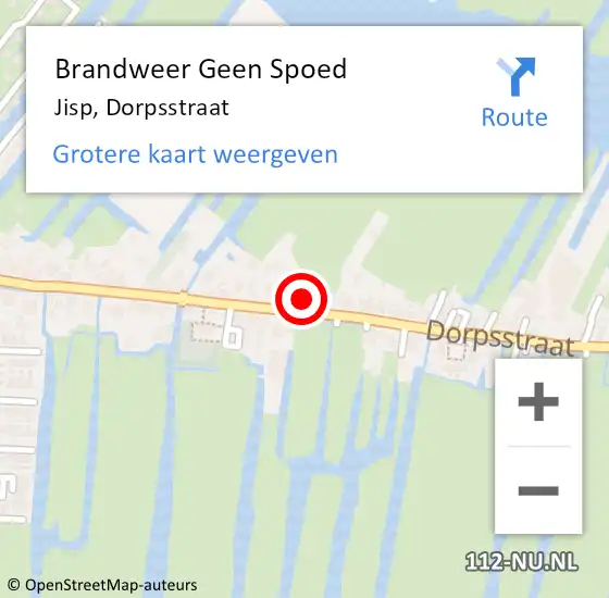 Locatie op kaart van de 112 melding: Brandweer Geen Spoed Naar Jisp, Dorpsstraat op 15 december 2014 14:13