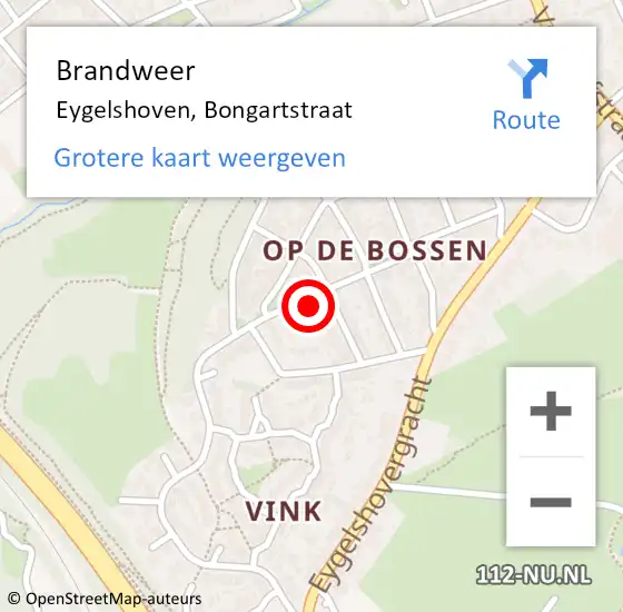 Locatie op kaart van de 112 melding: Brandweer Eygelshoven, Bongartstraat op 15 december 2014 14:34